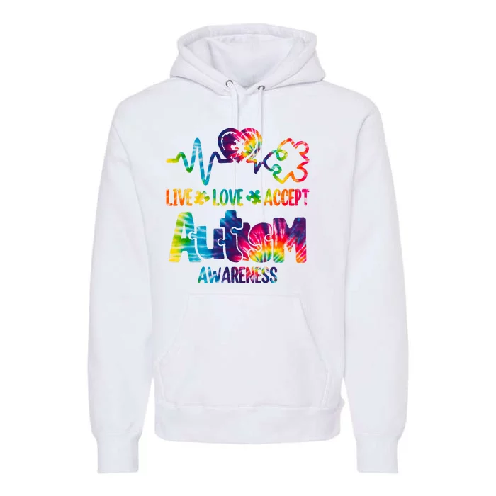 Live Love Accept Autism Awareness Colorful Premium Hoodie