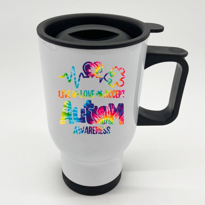 Live Love Accept Autism Awareness Colorful Front & Back Stainless Steel Travel Mug