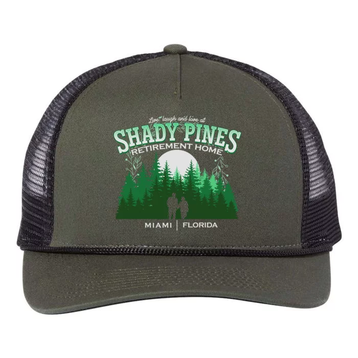 Live Laugh And Love At Shady Pines Retirement Home Miami Florida Retro Rope Trucker Hat Cap