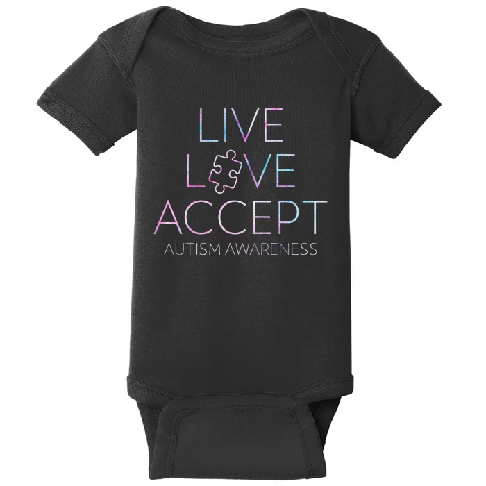 Live Love Accept Autism Awareness month Baby Bodysuit