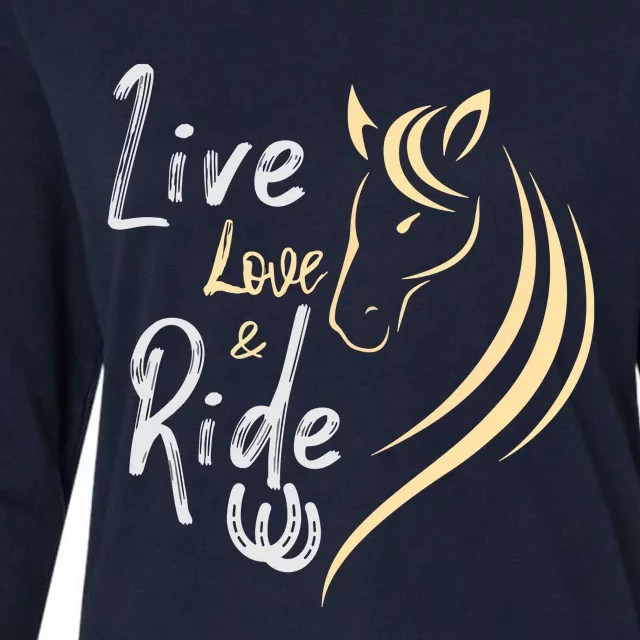 Live Love And Ride Horses Adult Womens Cotton Relaxed Long Sleeve T-Shirt