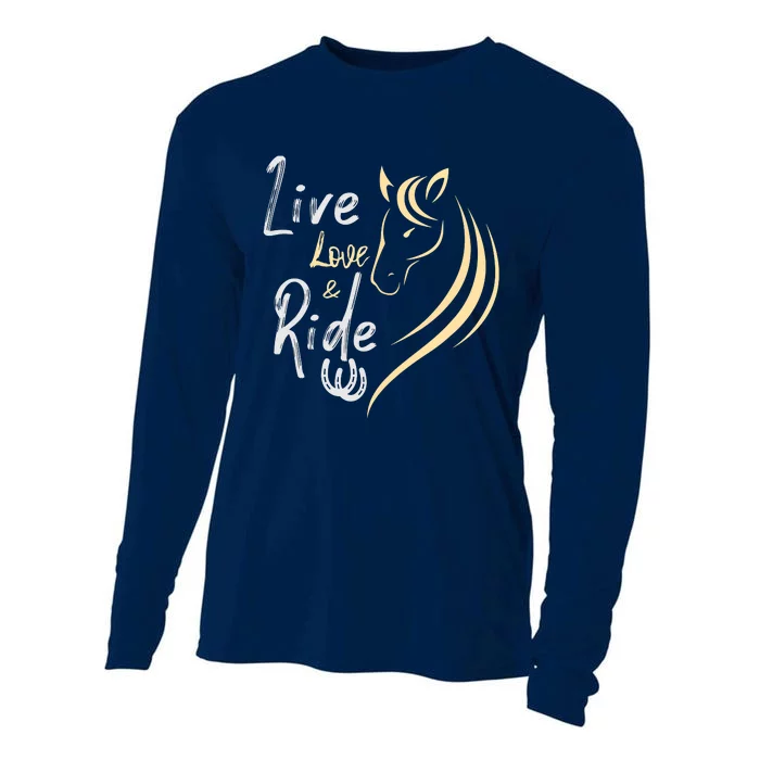 Live Love And Ride Horses Adult Cooling Performance Long Sleeve Crew