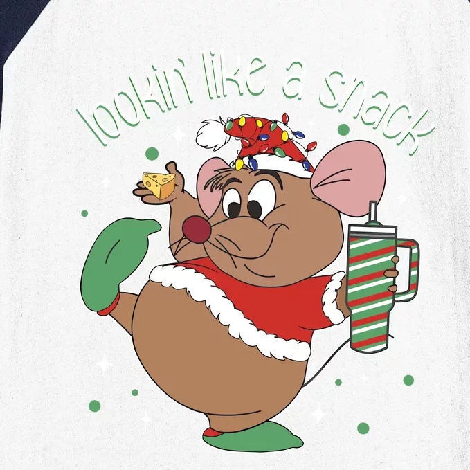 Looking Like A Snack Christmas Mouse Boujee Santa Xmas Baseball Sleeve Shirt