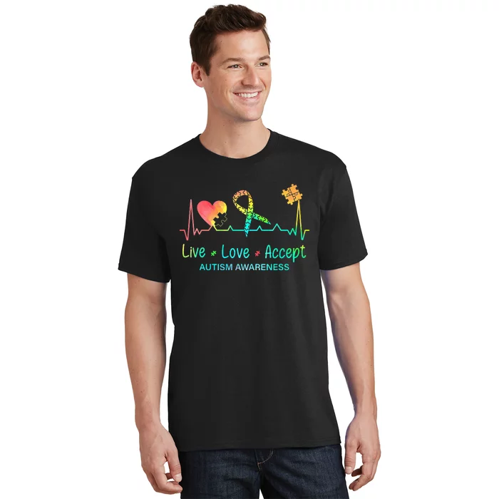 Live Love Accept Autism Month Tie Dye T-Shirt