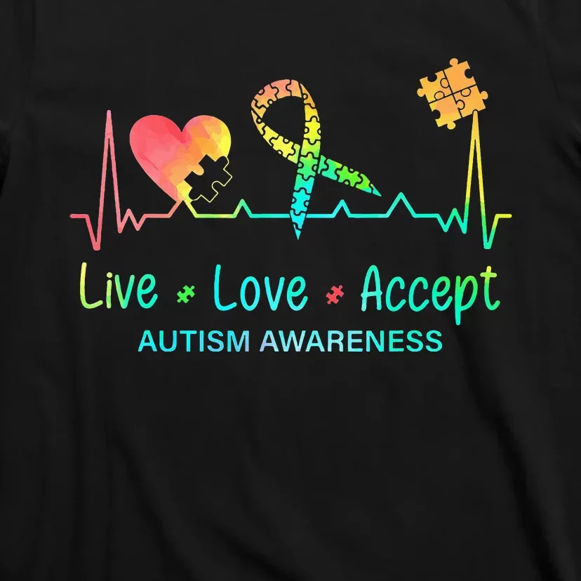 Live Love Accept Autism Month Tie Dye T-Shirt