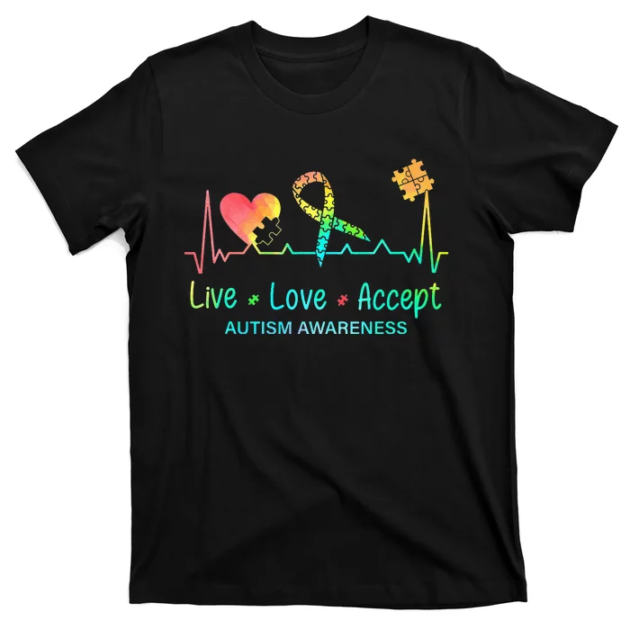 Live Love Accept Autism Month Tie Dye T-Shirt