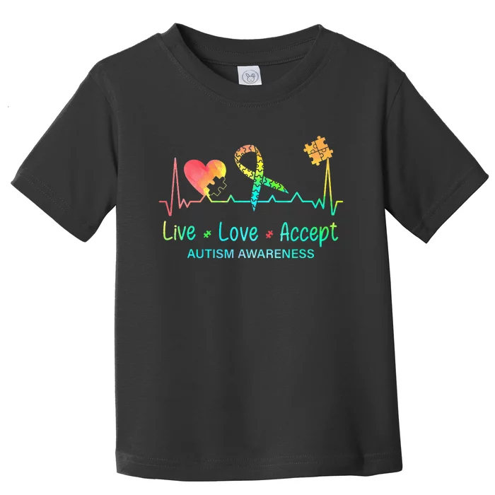 Live Love Accept Autism Month Tie Dye Toddler T-Shirt