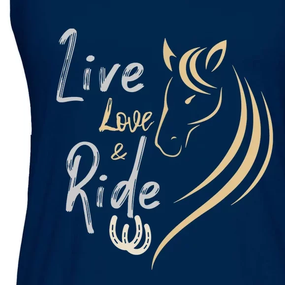 Live Love And Ride Horses Ladies Essential Flowy Tank