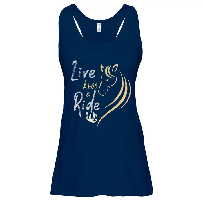 Live Love And Ride Horses Ladies Essential Flowy Tank