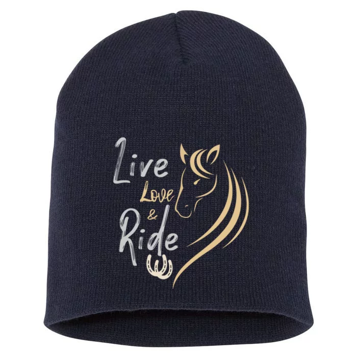 Live Love And Ride Horses Short Acrylic Beanie