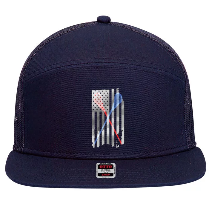 Lacrosse LAX American Flag 7 Panel Mesh Trucker Snapback Hat