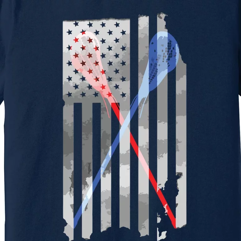 Lacrosse LAX American Flag Premium T-Shirt