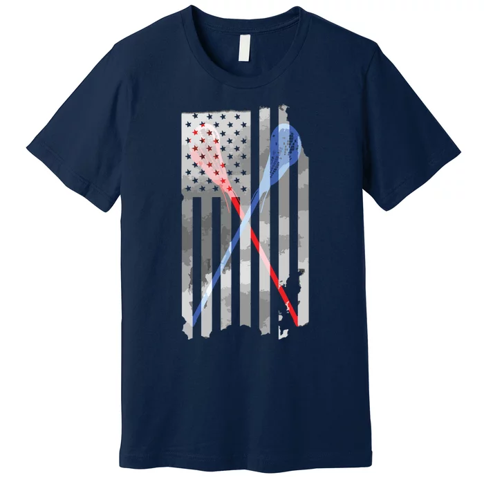 Lacrosse LAX American Flag Premium T-Shirt