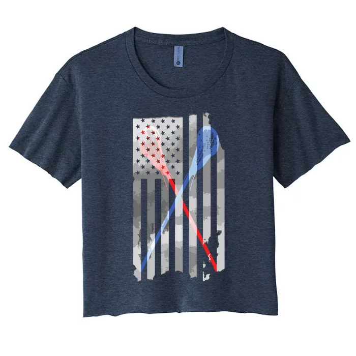 Lacrosse LAX American Flag Women's Crop Top Tee