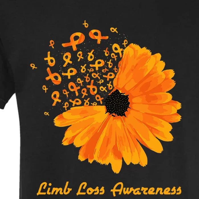 Limb Loss Awareness Orange Sunflower Ribbon Fighter Garment-Dyed Heavyweight T-Shirt