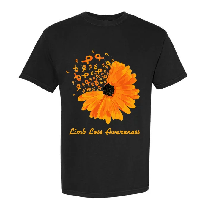 Limb Loss Awareness Orange Sunflower Ribbon Fighter Garment-Dyed Heavyweight T-Shirt