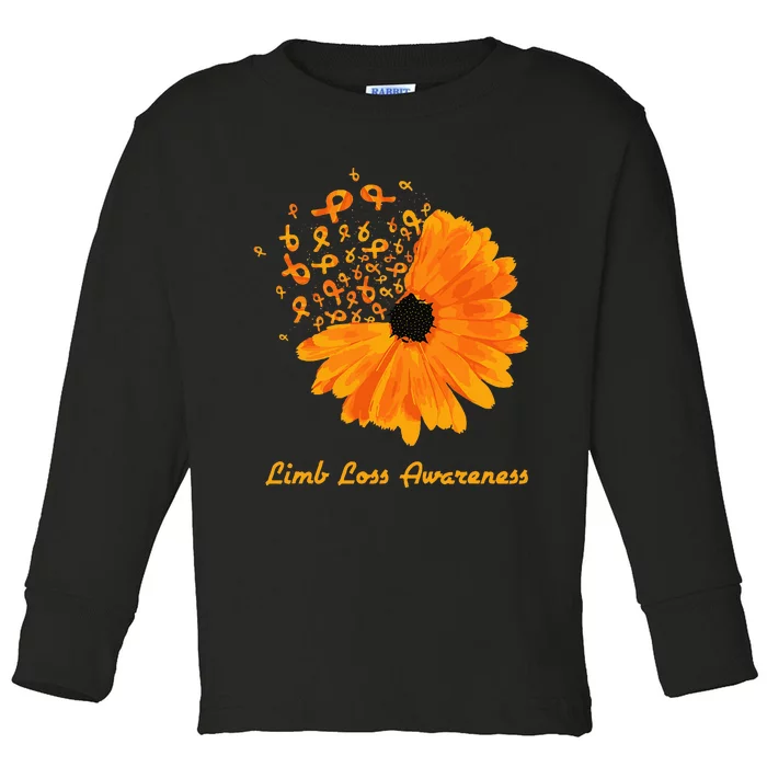 Limb Loss Awareness Orange Sunflower Ribbon Fighter Toddler Long Sleeve Shirt