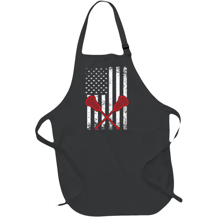 Lacrosse LAX American USA Flag Full-Length Apron With Pocket