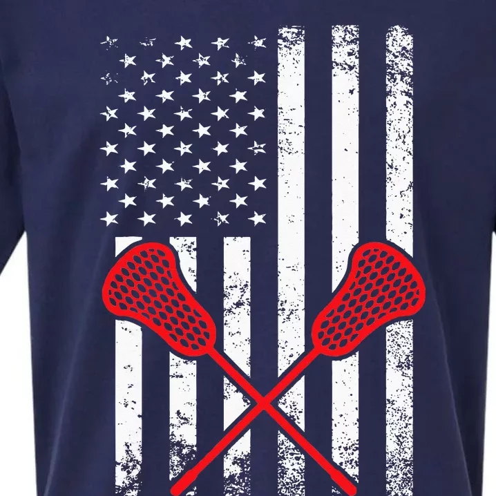 Lacrosse LAX American USA Flag Sueded Cloud Jersey T-Shirt