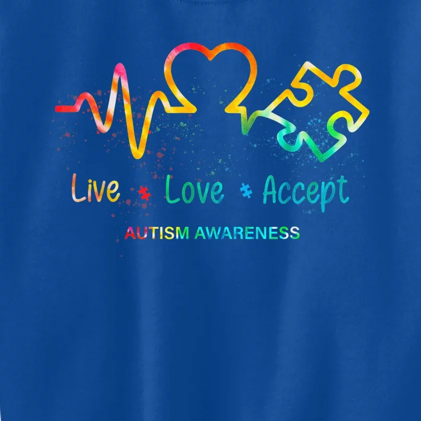 Live Love Accept Autism Awareness Month Support Acceptance Kids Sweatshirt