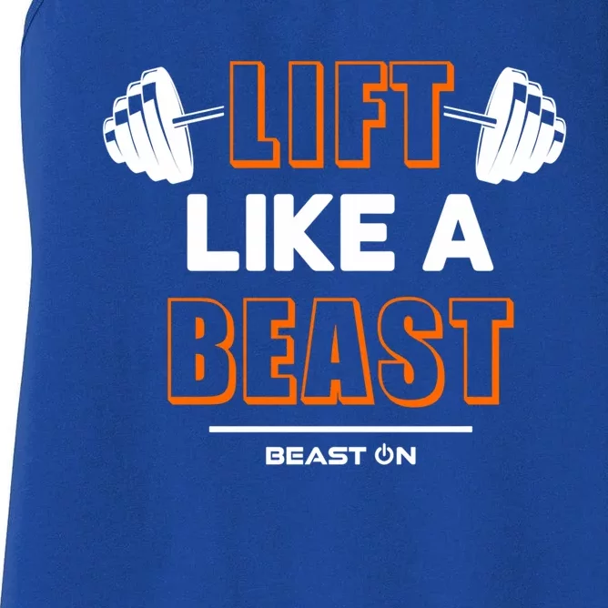 Lift Like A Beast Orange Gym Fitness Bodybuilding Training Funny Gift Women's Racerback Tank