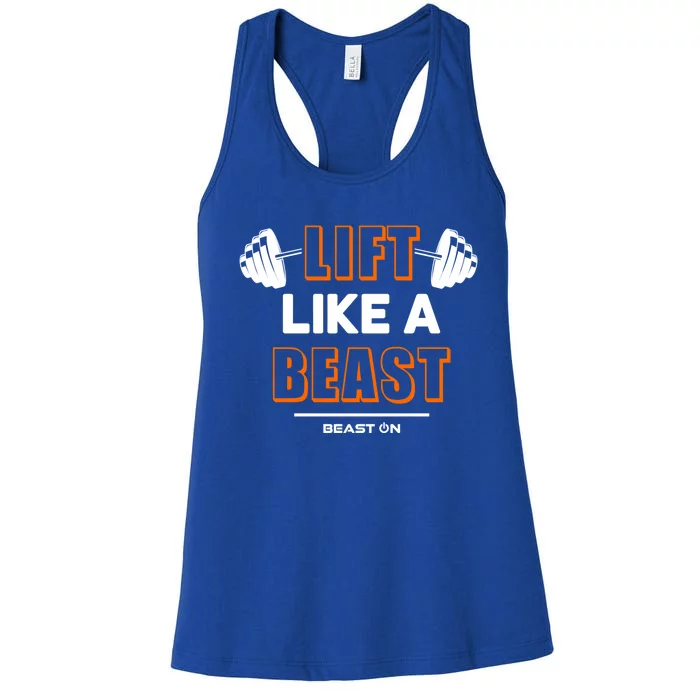 Lift Like A Beast Orange Gym Fitness Bodybuilding Training Funny Gift Women's Racerback Tank