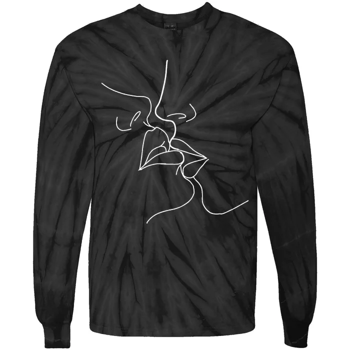 Lesbian Line Art Minimal Bi Lesbians Pride Tie-Dye Long Sleeve Shirt