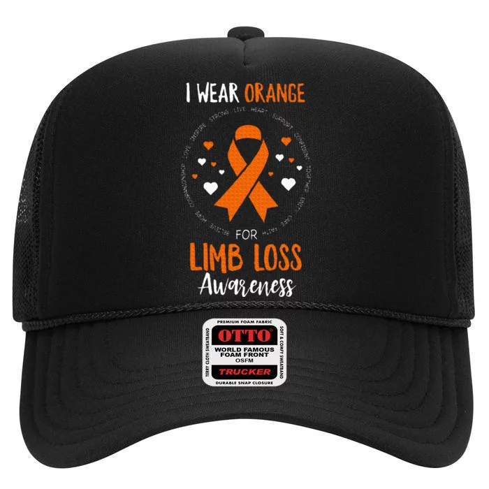 Limb Loss Awareness Ribbon High Crown Mesh Trucker Hat