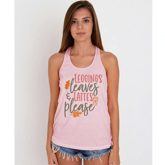 Leggings Leaves And Lattes Please Funny Pumpkin Spice Lovers Great Gift Women's Knotted Racerback Tank