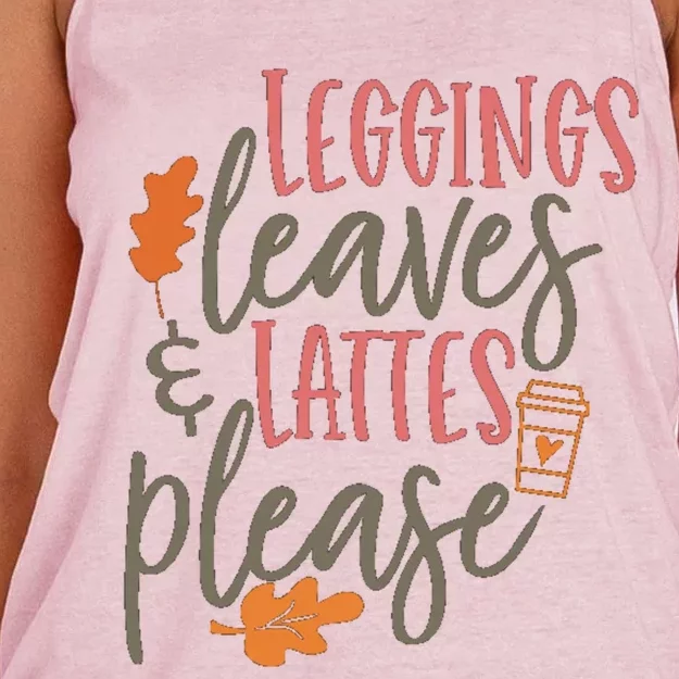 Leggings Leaves And Lattes Please Funny Pumpkin Spice Lovers Great Gift Women's Knotted Racerback Tank