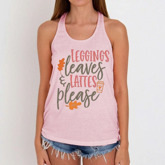 Leggings Leaves And Lattes Please Funny Pumpkin Spice Lovers Great Gift Women's Knotted Racerback Tank