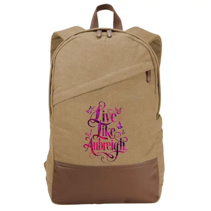 Live Like Aubreigh Dreamy Inspirational Butterfly Design Cotton Canvas Backpack