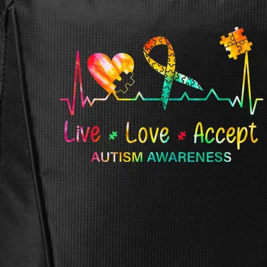 Live Love Accept Autism Month Tie Dye City Backpack