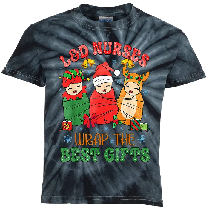 L&D Labor And Delivery Nurses Wrap The Best Gifts Christmas Kids Tie-Dye T-Shirt