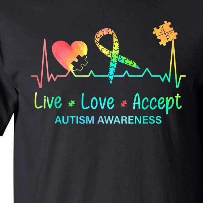 Live Love Accept Autism Month Tie Dye Men Women Tall T-Shirt