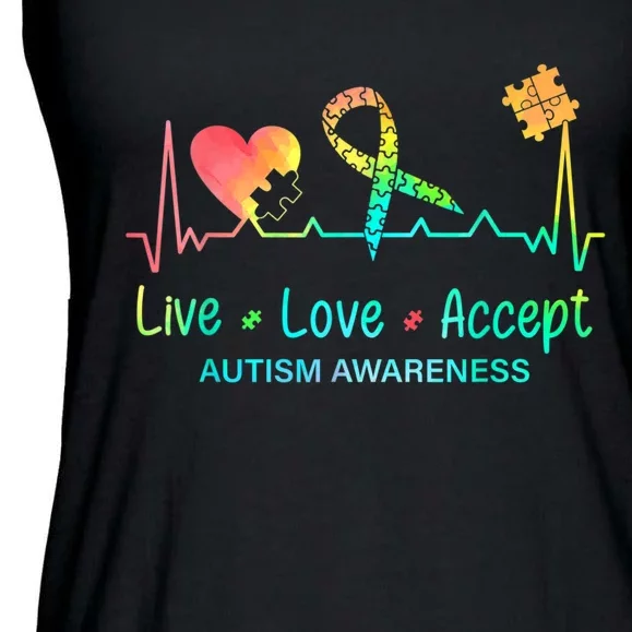 Live Love Accept Autism Month Tie Dye Men Women Ladies Essential Flowy Tank