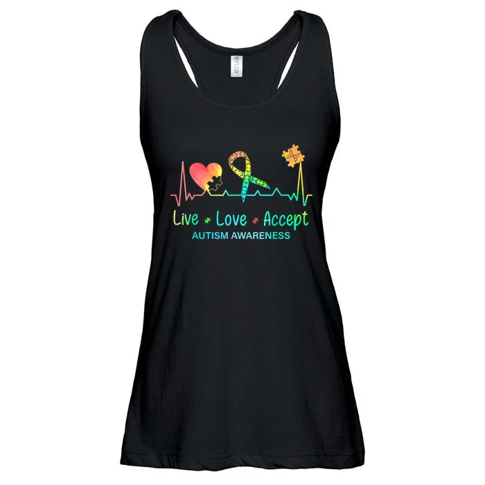 Live Love Accept Autism Month Tie Dye Men Women Ladies Essential Flowy Tank