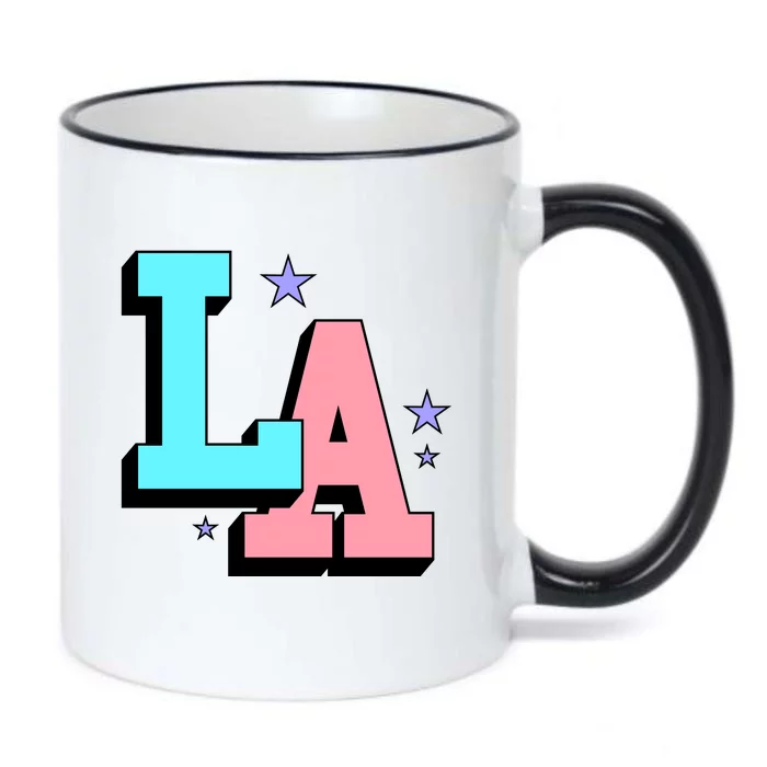 LA LOS ANGELES VARSITY TYPOGRAPHY Black Color Changing Mug