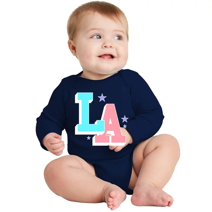 LA LOS ANGELES VARSITY TYPOGRAPHY Baby Long Sleeve Bodysuit