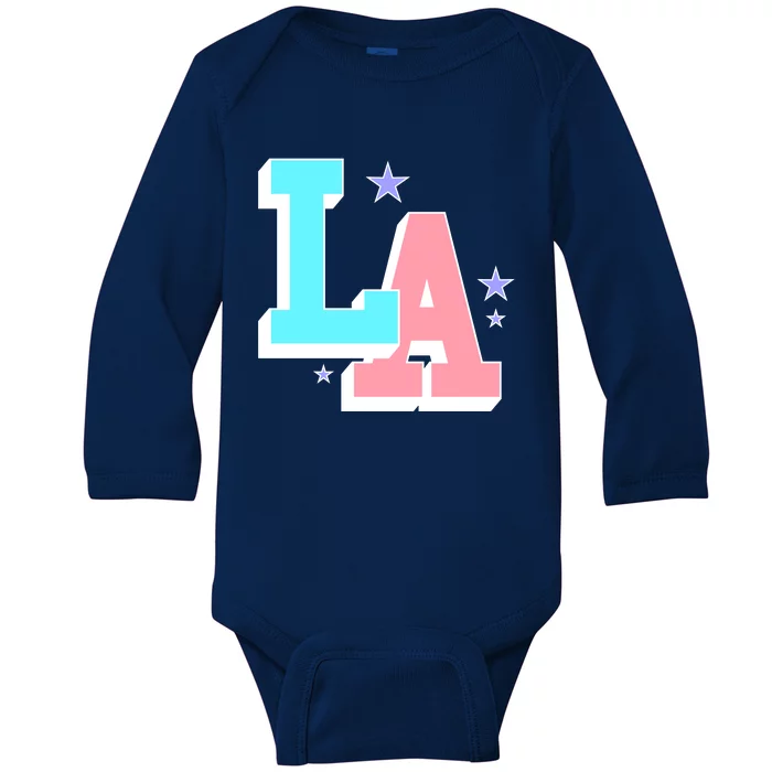 LA LOS ANGELES VARSITY TYPOGRAPHY Baby Long Sleeve Bodysuit