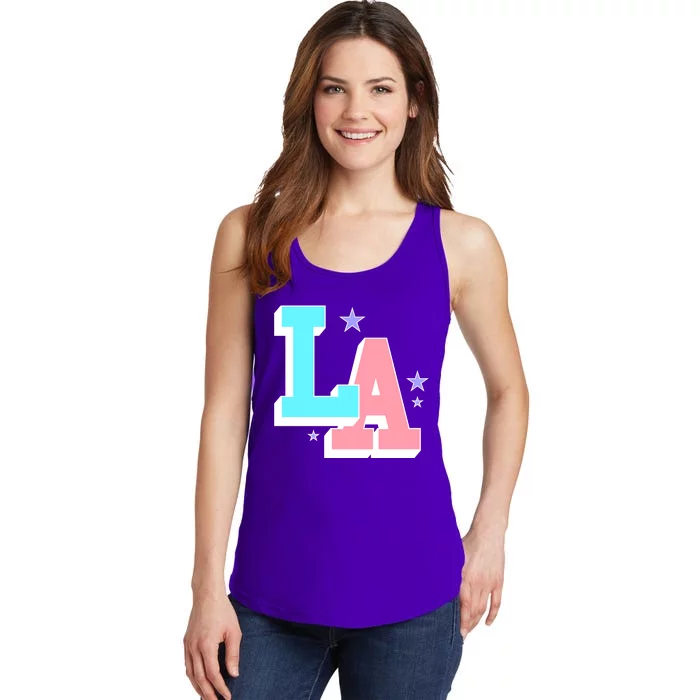 LA LOS ANGELES VARSITY TYPOGRAPHY Ladies Essential Tank