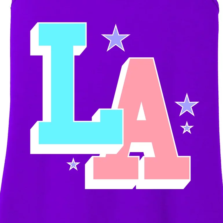 LA LOS ANGELES VARSITY TYPOGRAPHY Ladies Essential Tank