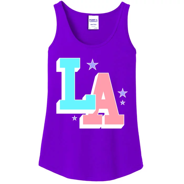 LA LOS ANGELES VARSITY TYPOGRAPHY Ladies Essential Tank