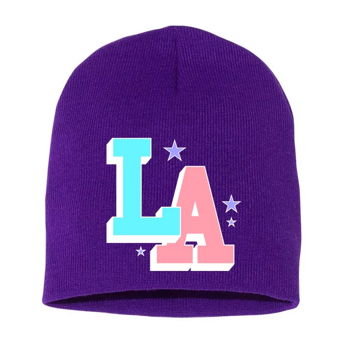 LA LOS ANGELES VARSITY TYPOGRAPHY Short Acrylic Beanie