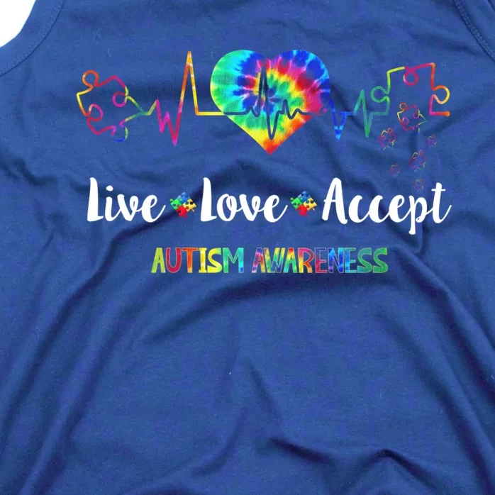 Live Love Accept Autism Awareness Tie Dye Autism Mom Gift Tank Top