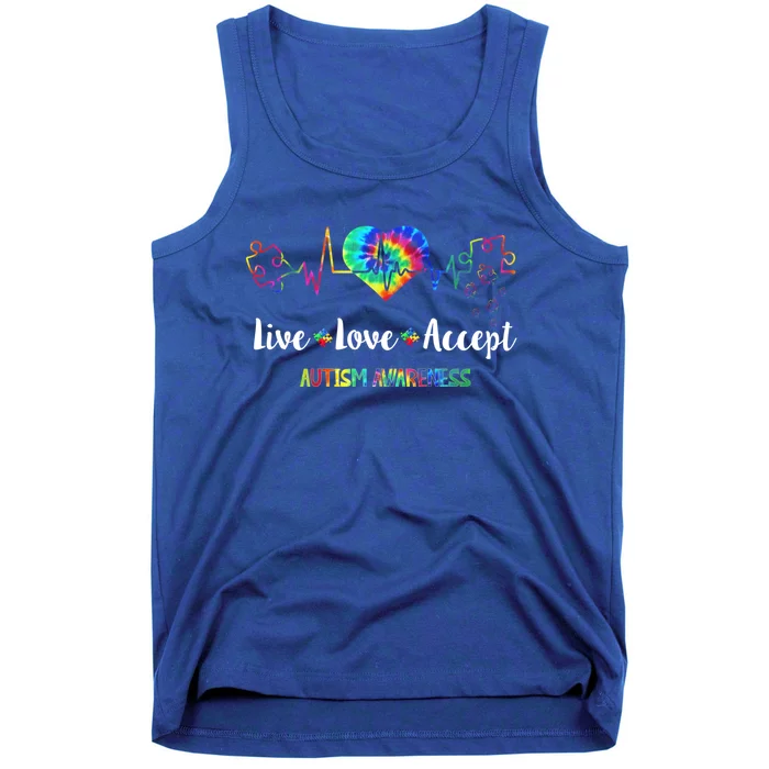 Live Love Accept Autism Awareness Tie Dye Autism Mom Gift Tank Top