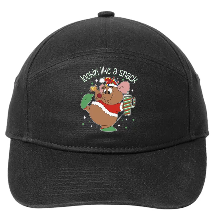 Looking Like A Snack Christmas Mouse Boujee Santa Xmas 7-Panel Snapback Hat