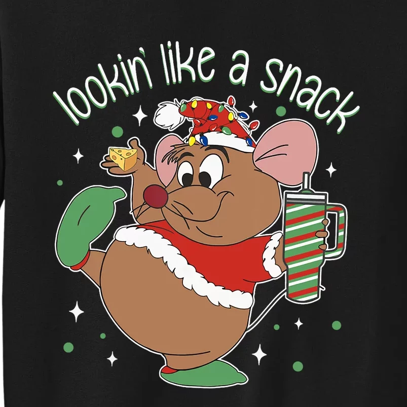 Looking Like A Snack Christmas Mouse Boujee Santa Xmas Tall Sweatshirt