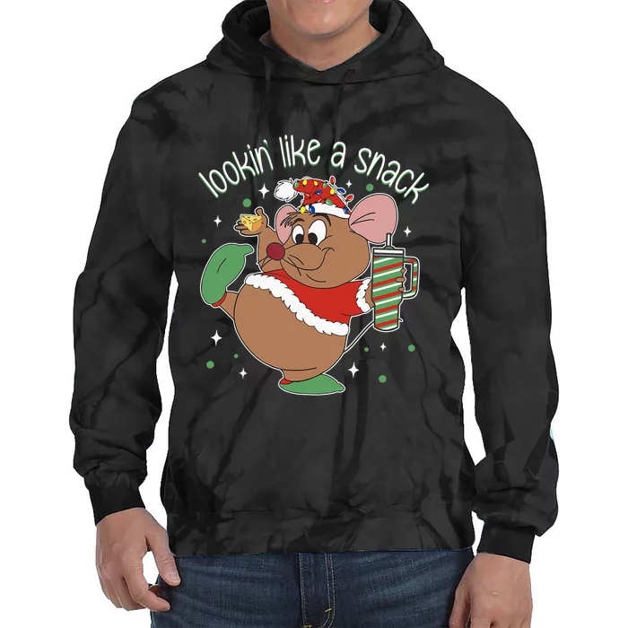 Looking Like A Snack Christmas Mouse Boujee Santa Xmas Tie Dye Hoodie