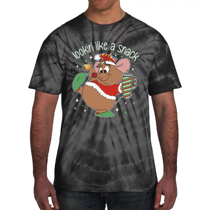 Looking Like A Snack Christmas Mouse Boujee Santa Xmas Tie-Dye T-Shirt